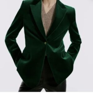 H&M green velvet blazer
